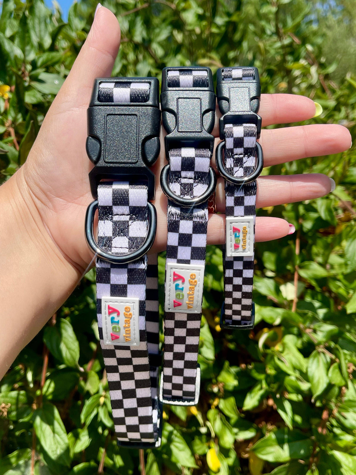 Black & Cream Checkered Eco-Friendly Dog Collar