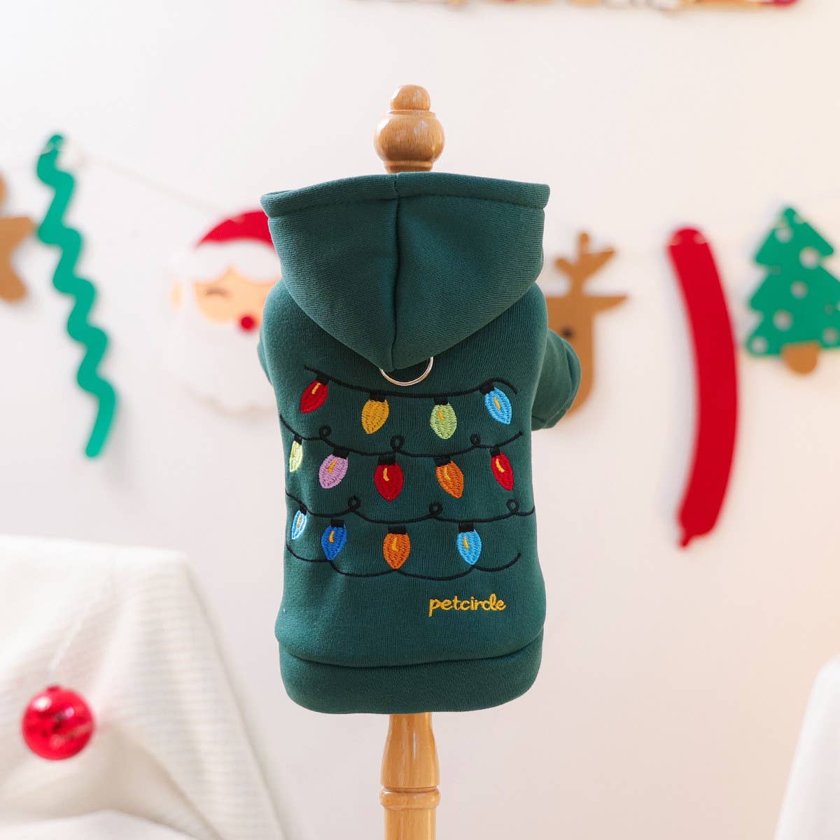 Christmas String Lights Dog Fleece Hoodie