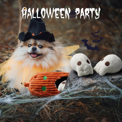 Nocciola 4 PCS Halloween Dog Toys, Pumpkin & Skulls Dog Spooky Toys
