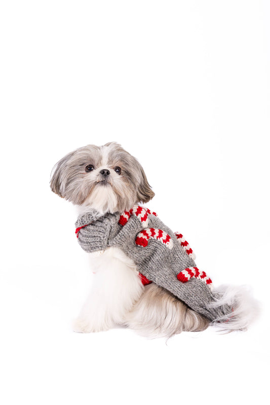 Candy Cane Knit Dog Sweater