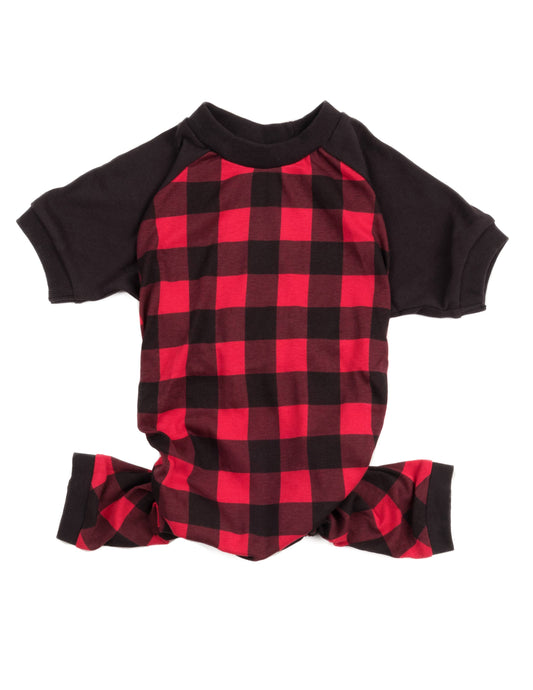 Dog Cotton Black & Red Plaid Pajamas