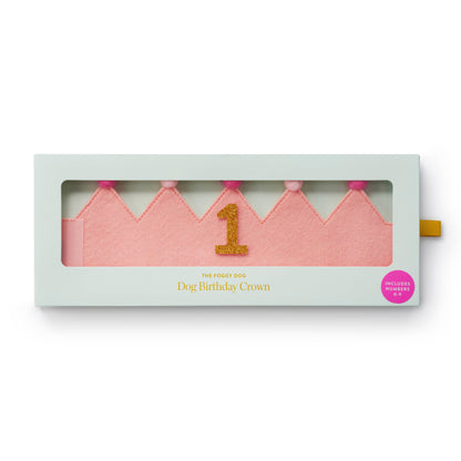Blush Pink Dog Birthday Crown + Numbers Set