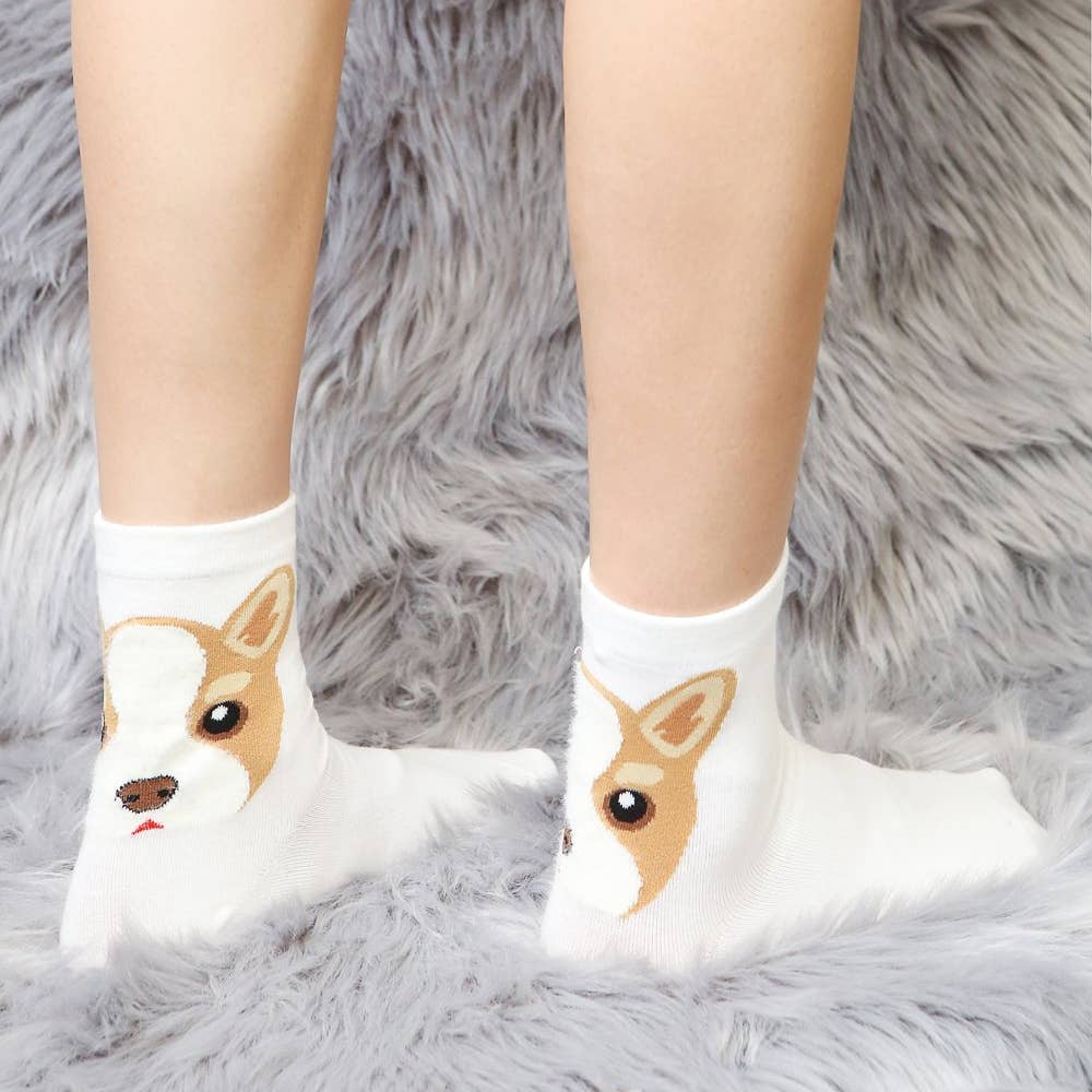 Corgi Portrait on Heel Socks