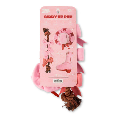 3pc Pink Cowgirl Pet Plush Squeaker Toys