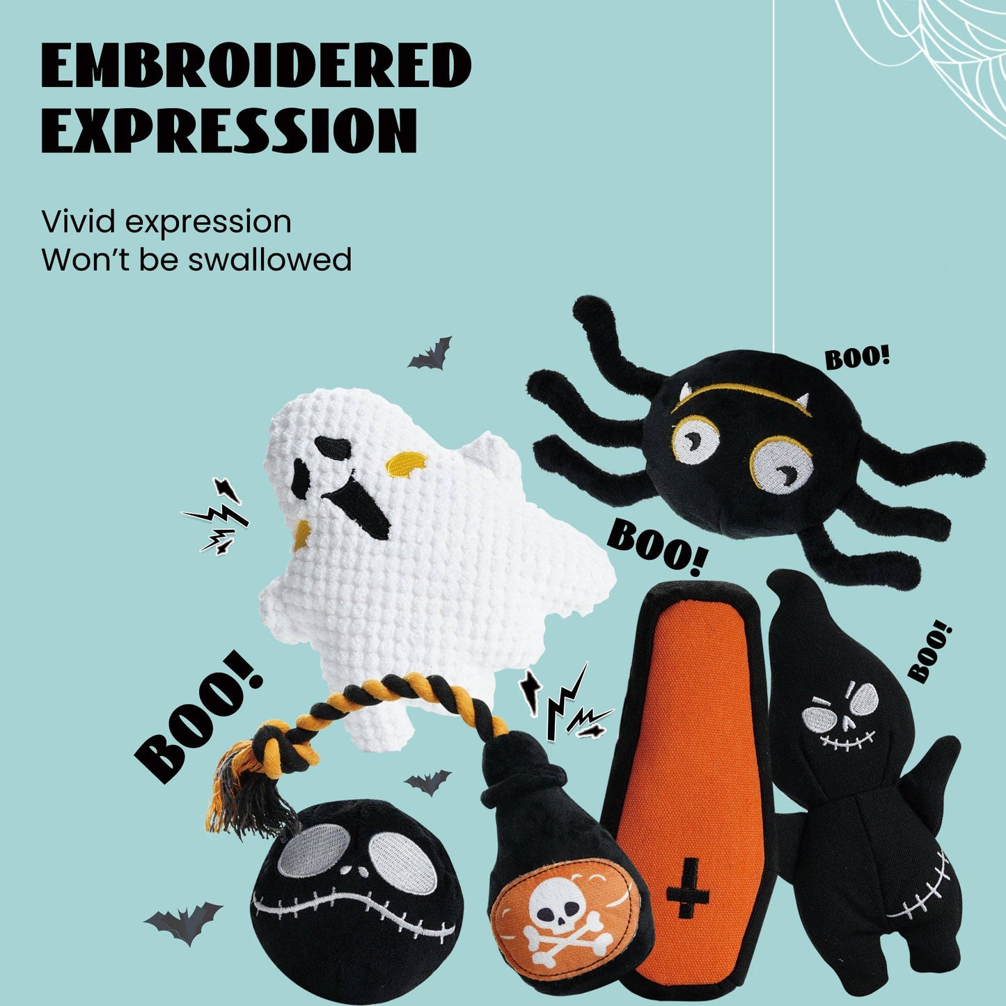 Nocciola Halloween Dog Squeaky Toys for Aggressive Chewers