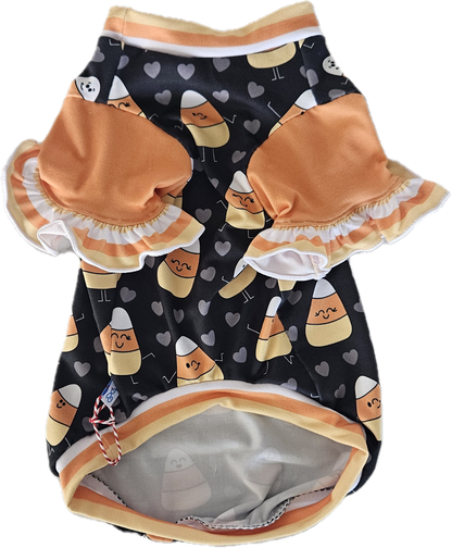 Camiseta para perro Shimmy con corazones y caramelos de maíz