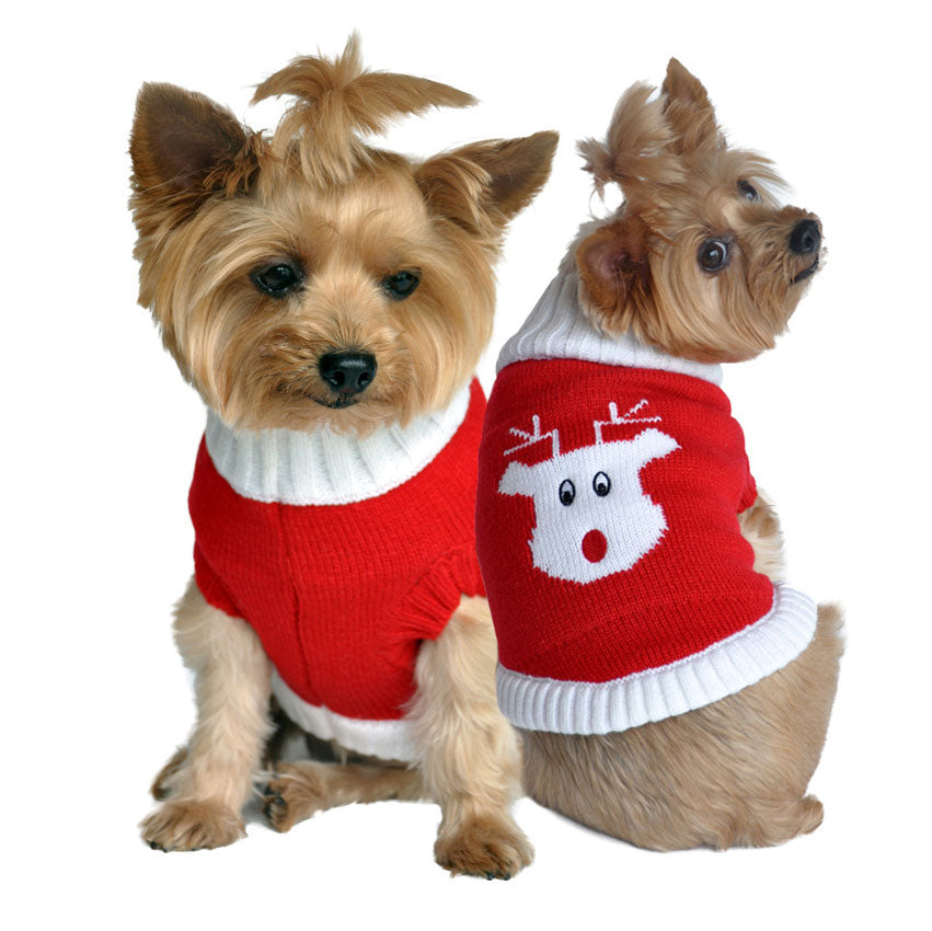 Red Rudolph Holiday Dog Sweater