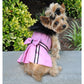 Pink Wool Blend Classic Dog Coat Harness and Fur Collar with D-Ring and Leash