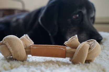 Huggle-Hide® Natural Leather Bone Dog Toy