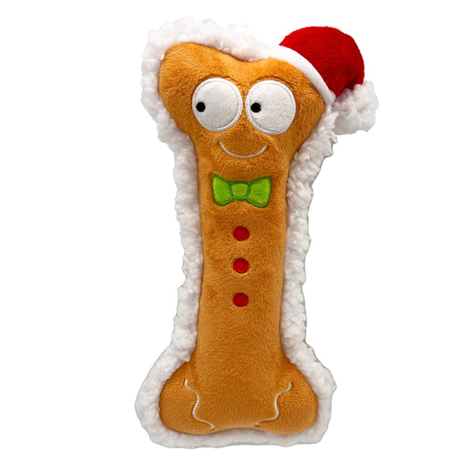 Gingerbread Bone Plush Dog Toy