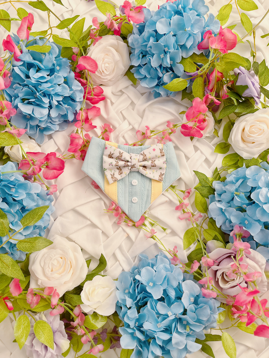 Spring Blue Rabbit Bow Dog Bandana
