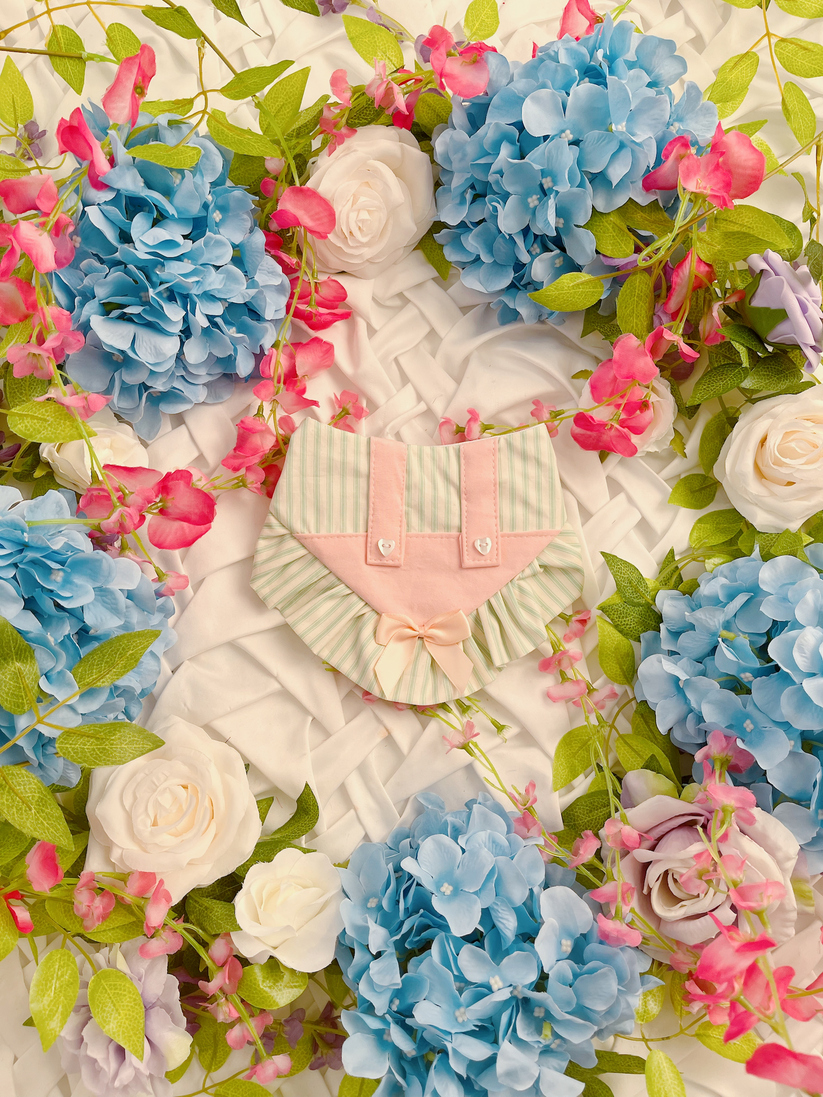 Spring Green Stripes Dog Bandana with Ruffles