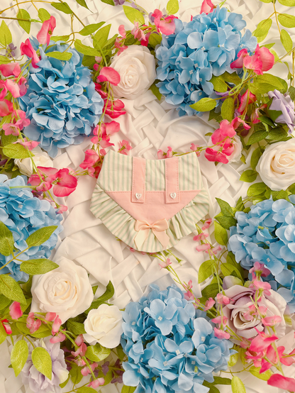 Spring Green Stripes Dog Bandana with Ruffles