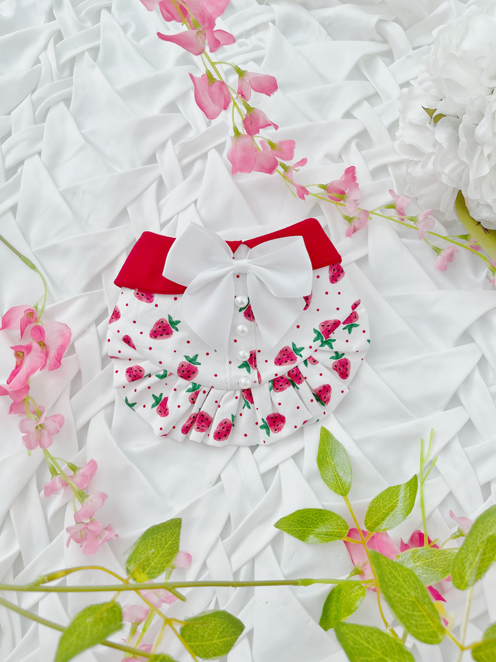 Strawberry Bliss Dog Girl Bandana with Ruffles