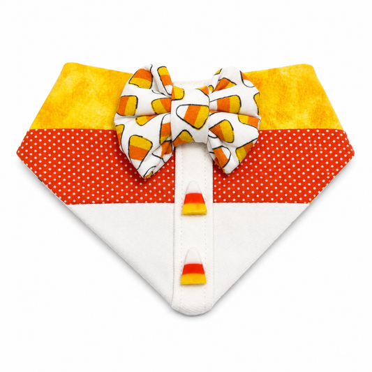 Candy Corn Cutie Bow Tie Dog Bandana
