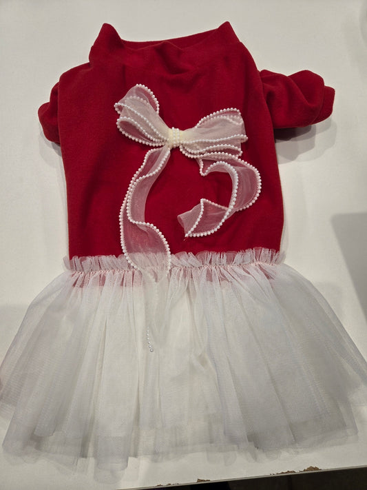 Red Tutu with Bow Dog Dress