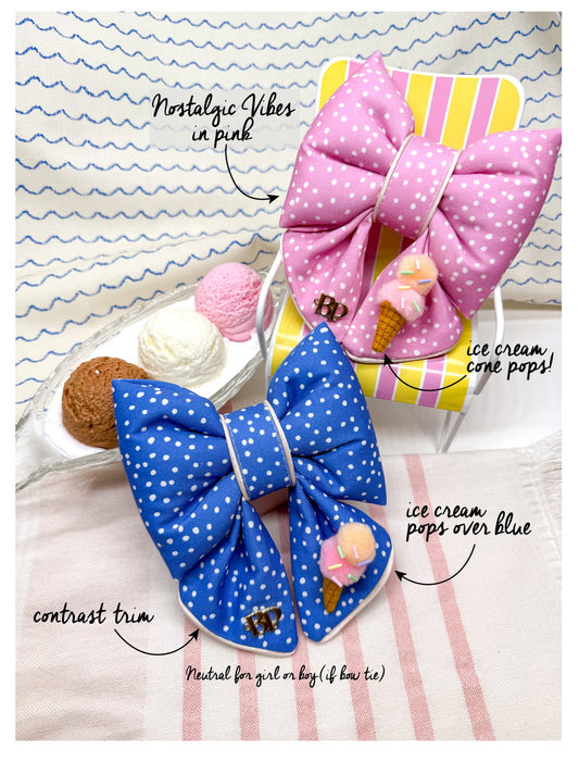 Sprinkles Ice Cream Sailor Dog Bow