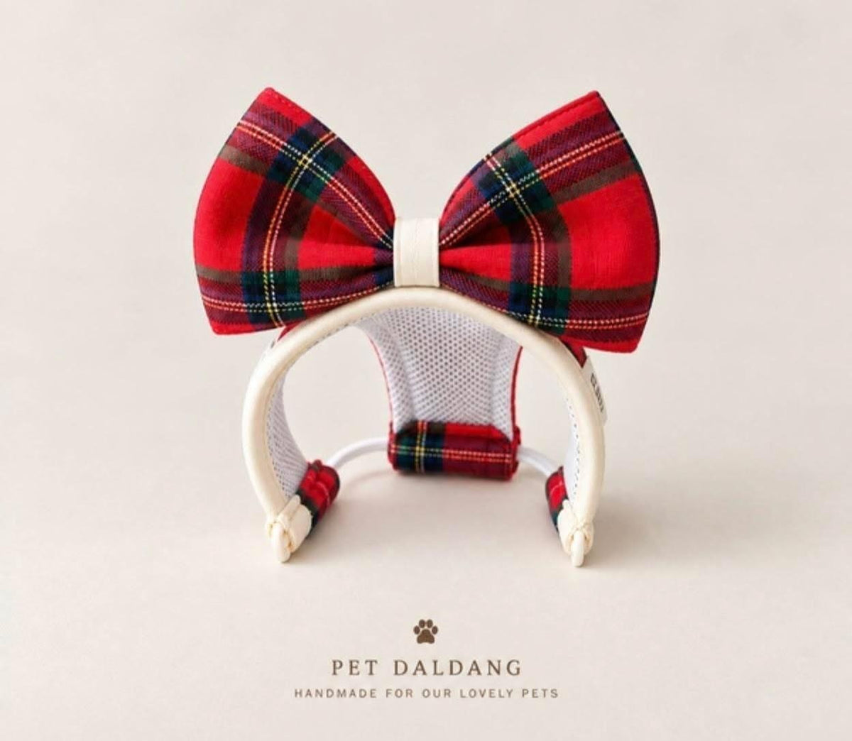 Tartan Check Ribbon Hat for Dogs