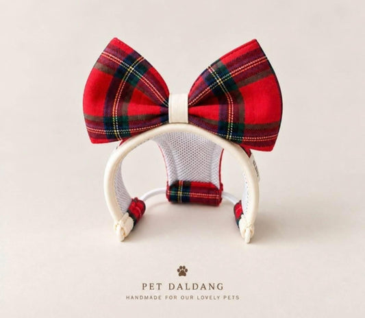 Tartan Check Ribbon Hat for Dogs