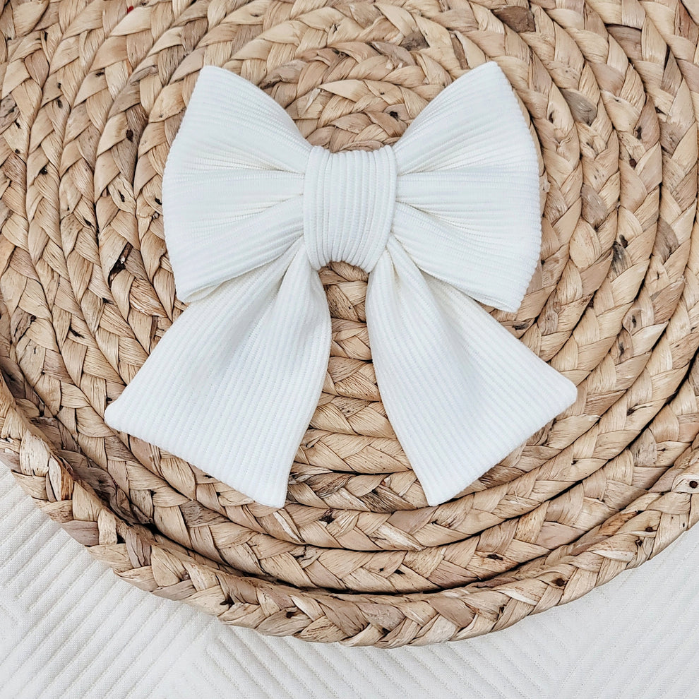 Ivory Ribbed Hair Sailor Bow