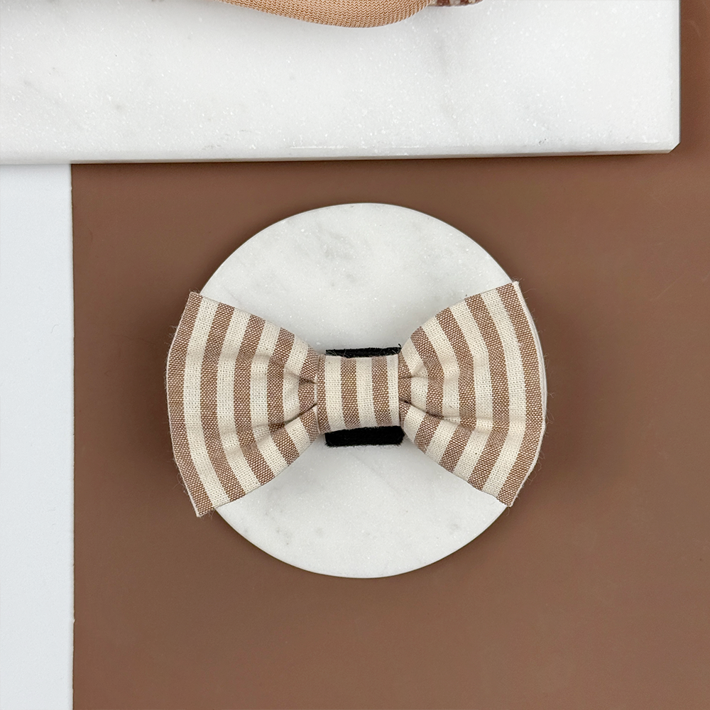 London Linen Stripes Dog Bow Tie