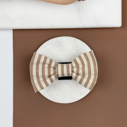 London Linen Stripes Dog Bow Tie