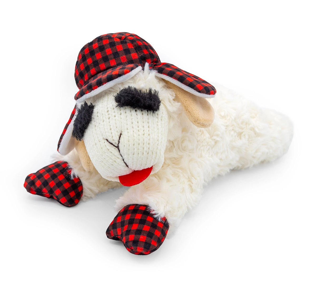 Multipet Lamb Chop w/Buffalo Plaid Trapper Hat