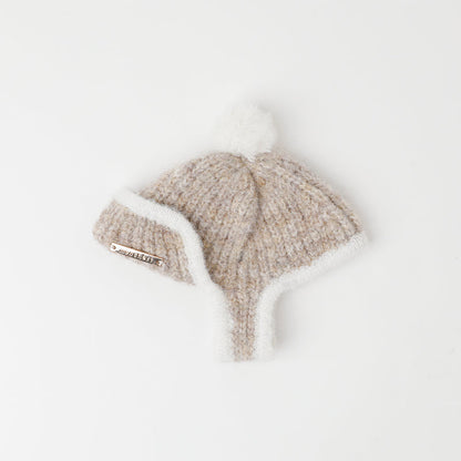 Flap Knit Hat - Beige
