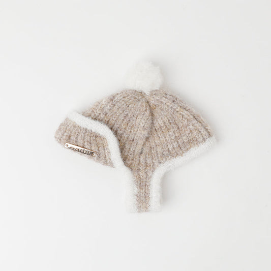 Flap Knit Hat - Beige
