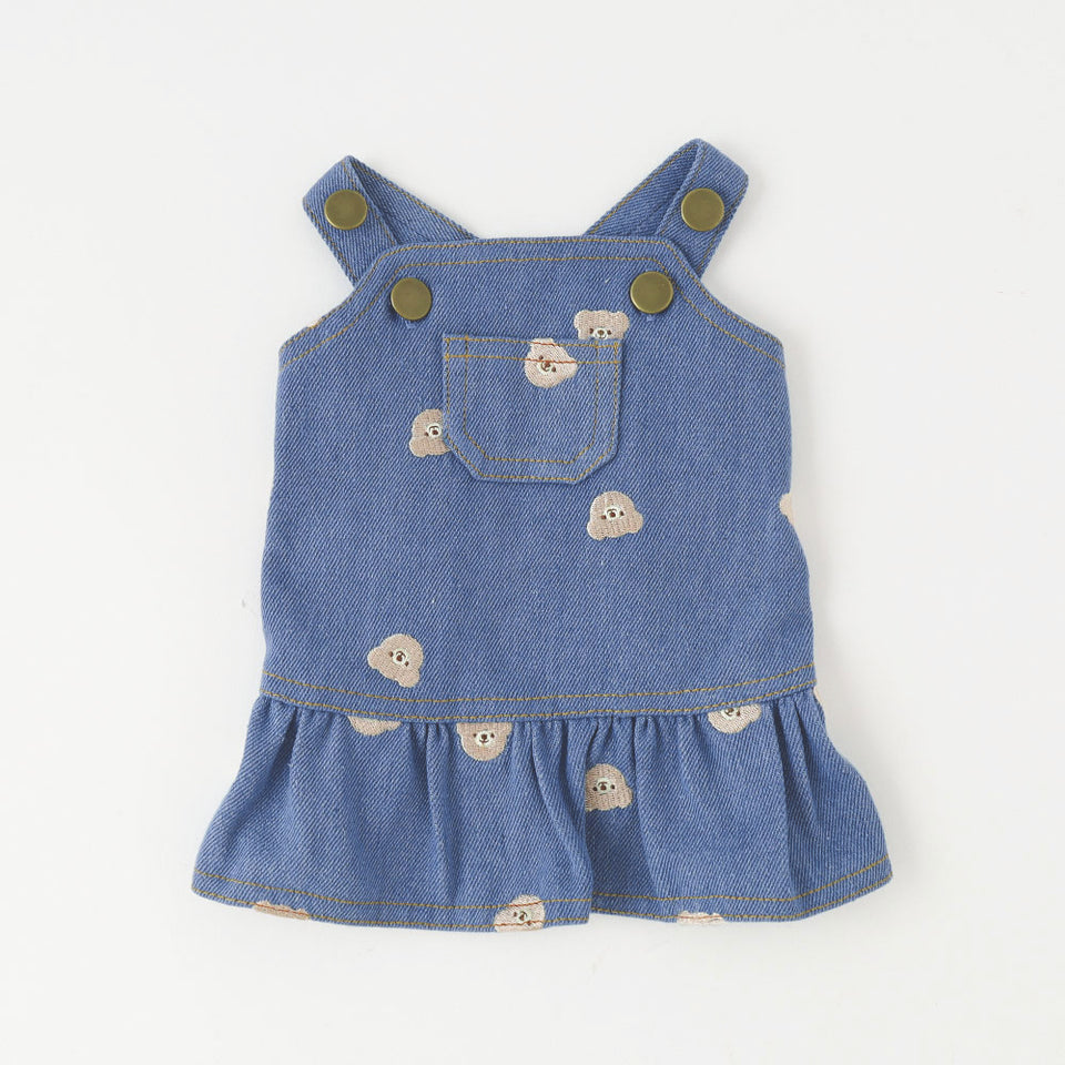 Bear Embroidery Denim Dress