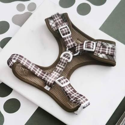 Olive Check Adjustable Dog Harness