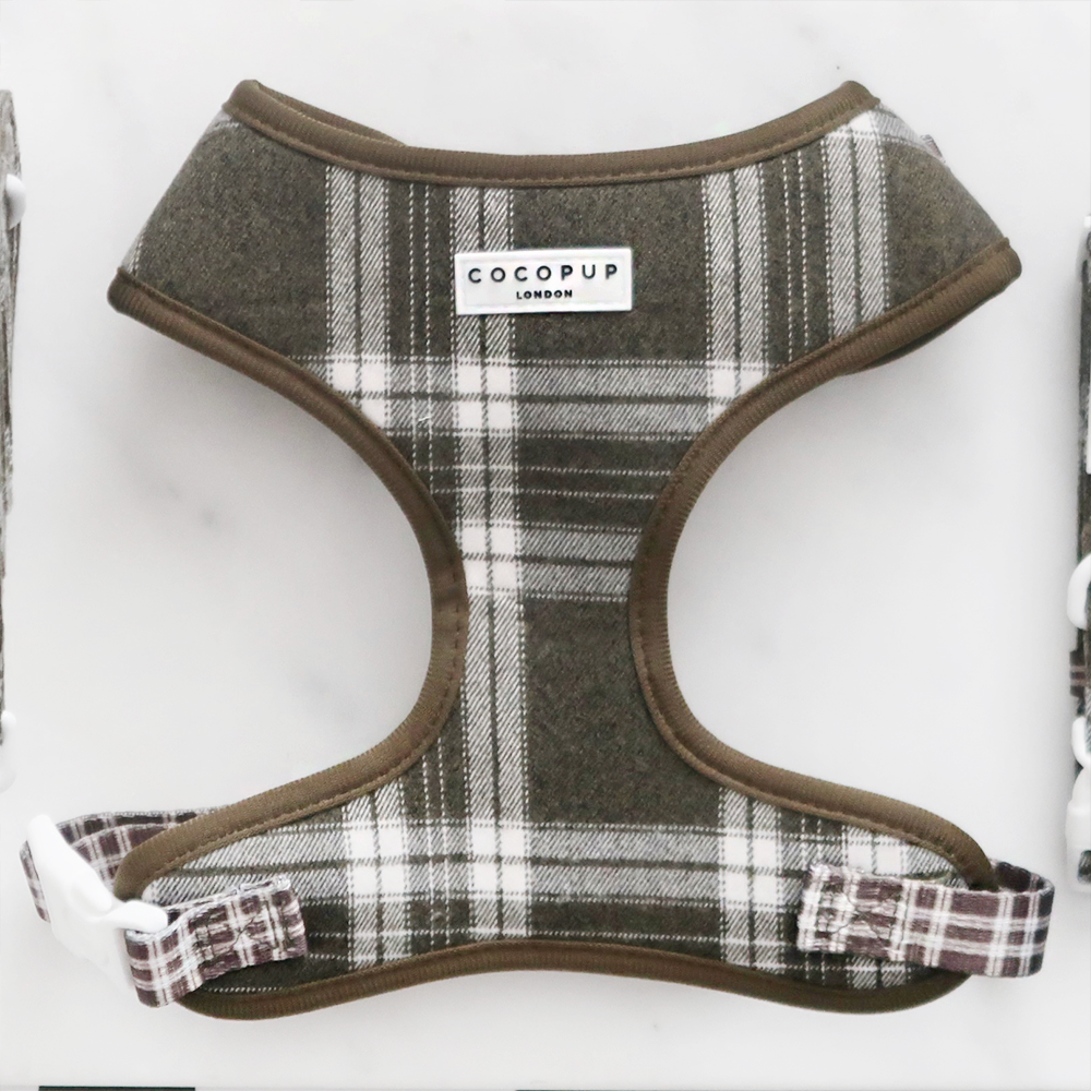 Olive Check Adjustable Dog Harness