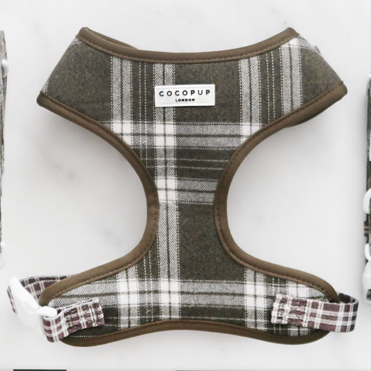 Olive Check Adjustable Dog Harness