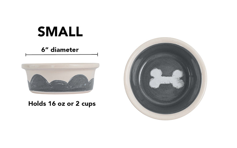 Petware Pottery Dog Bowl - Sky Biscuit Charcoal