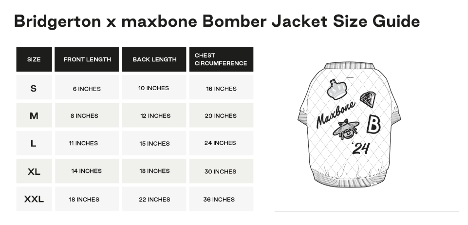 Chaqueta bomber para perros Bridgerton x Maxbone