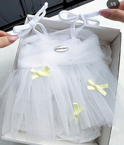White Tullr Dress with Bows