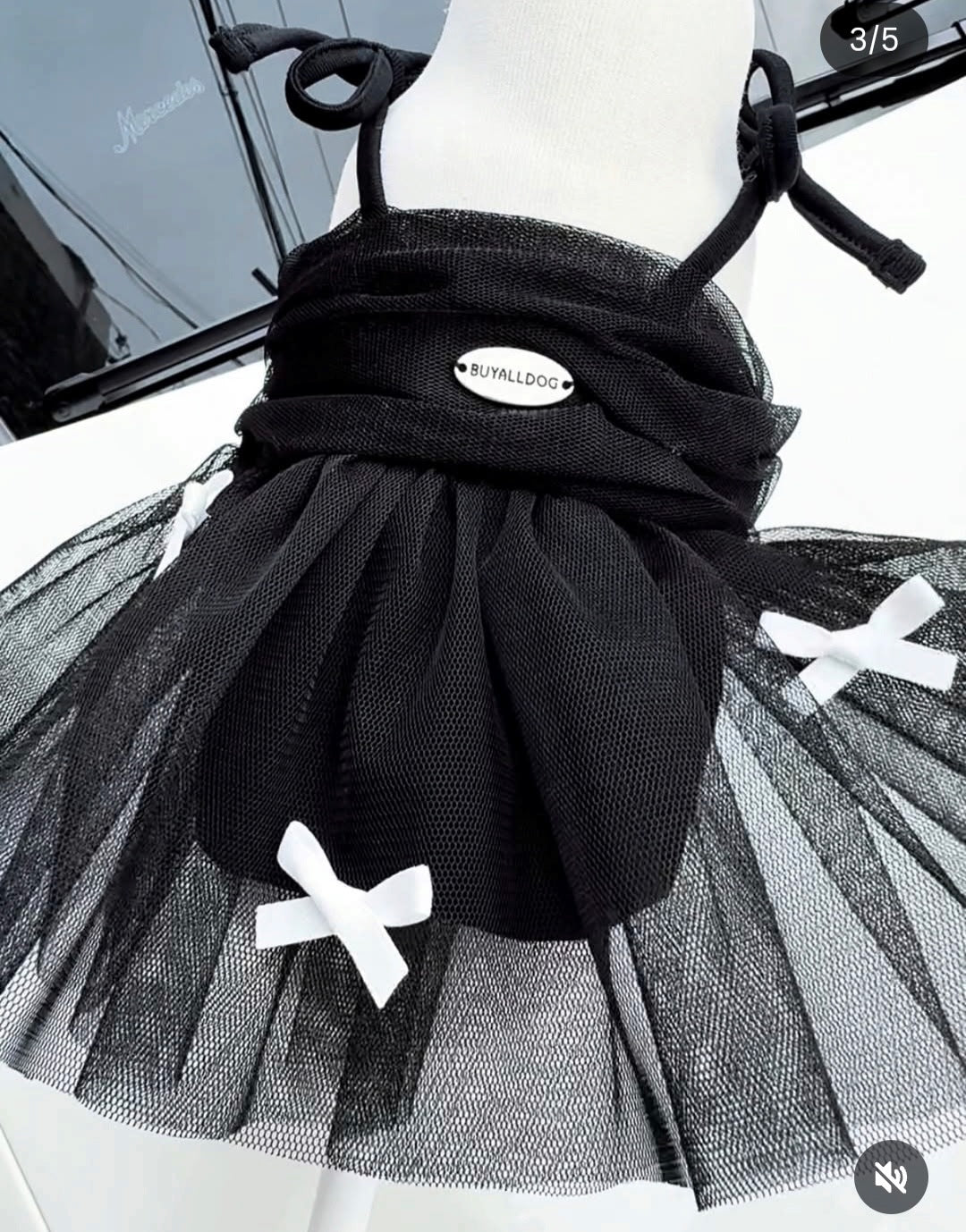 Black Tulle Dress with Bows