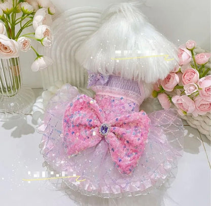 Pink Princess Dog Dress with Large Bow