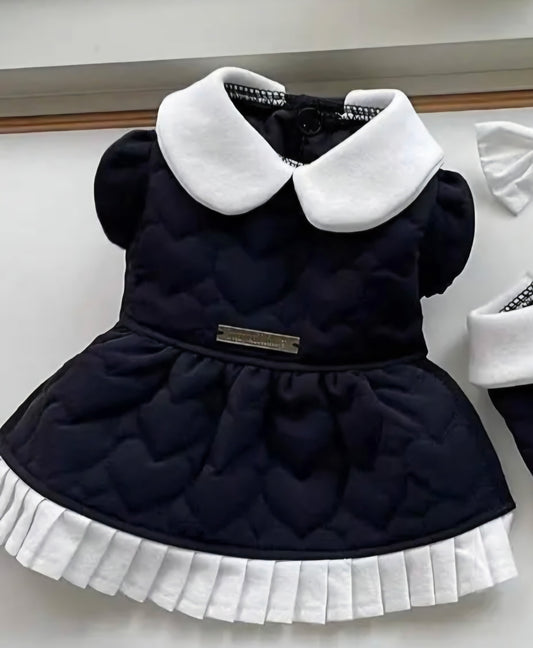 Black Quilted Heart Dog Dress