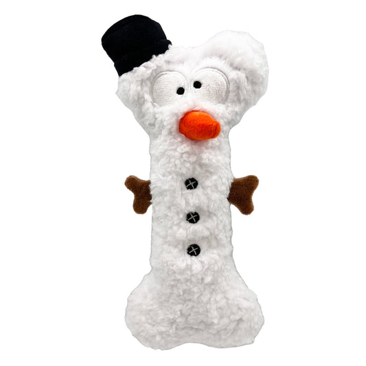 Snowman Bone Plush Dog Toy