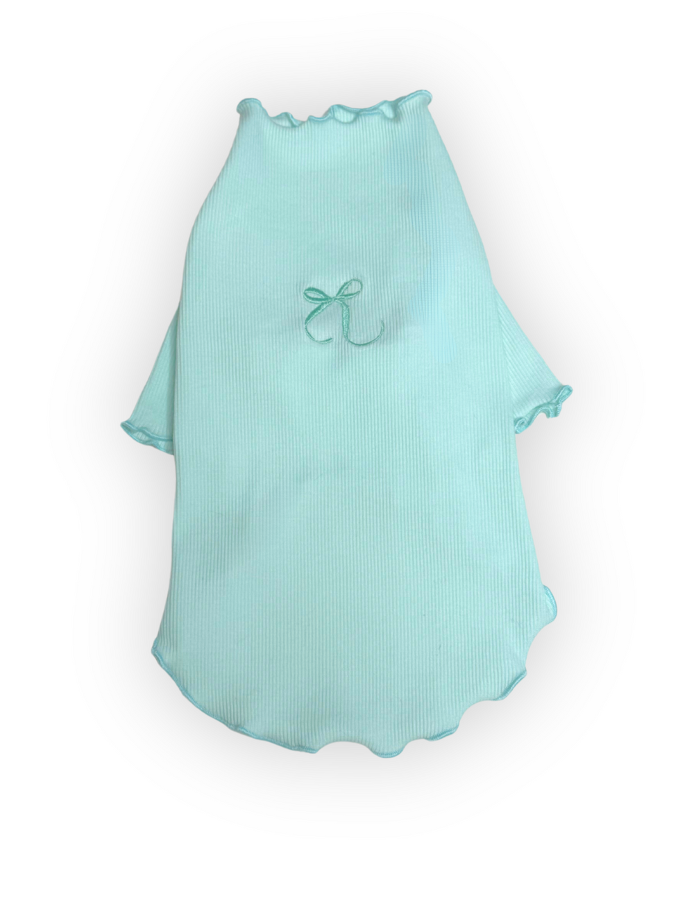 Embroidered Bow Ribbed Top