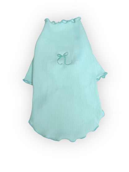 Embroidered Bow Ribbed Top