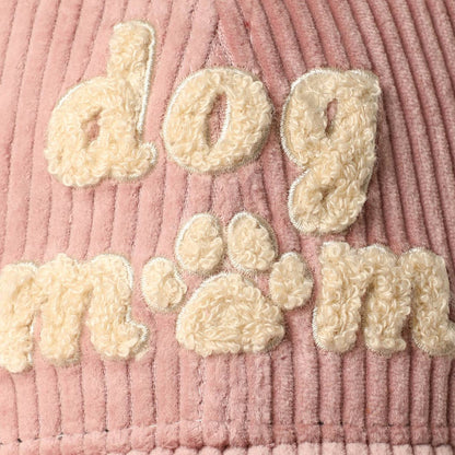 Dog Mom Chenille Patch Corduroy Baseball Cap-Assorted Colors