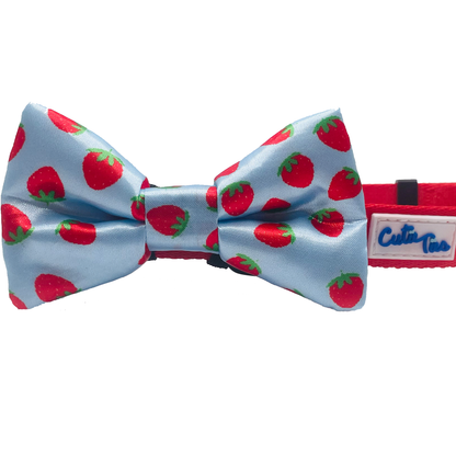 Stawberry Blue Dog Bow Tie
