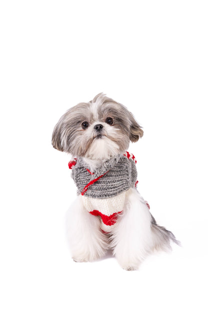 Candy Cane Knit Dog Sweater