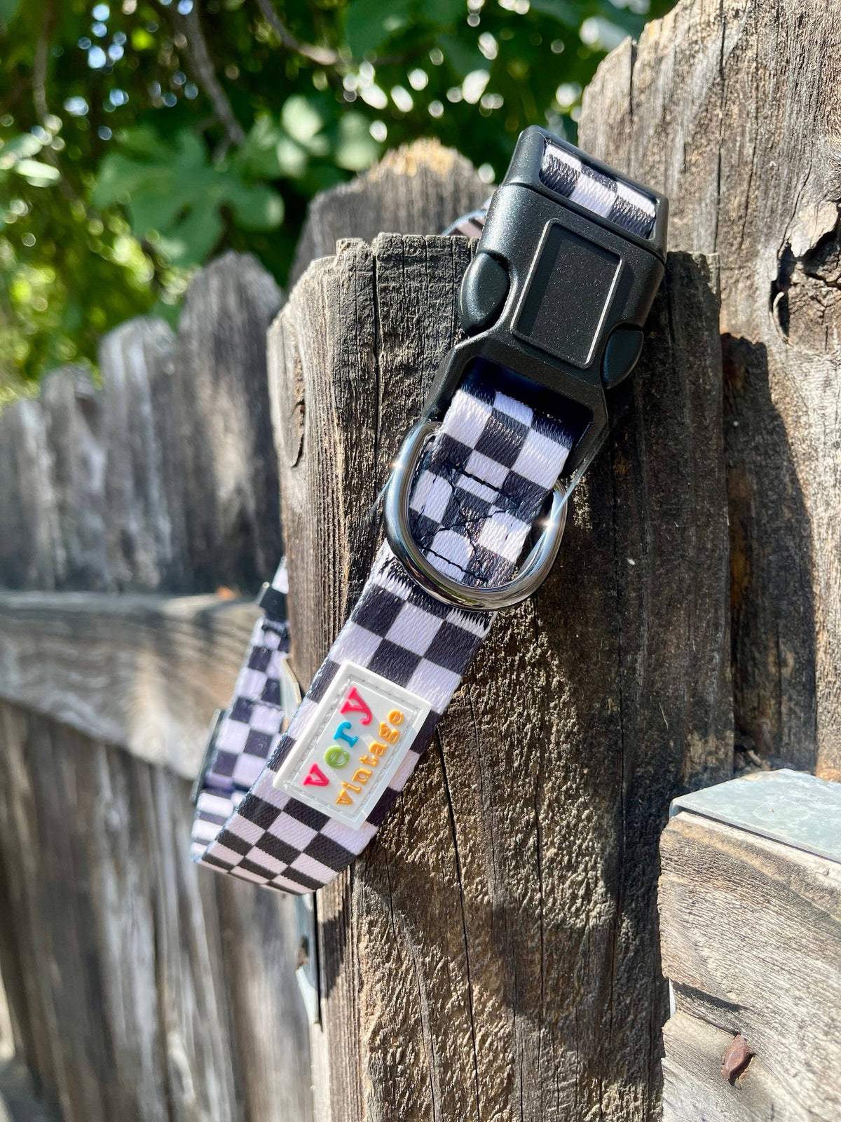 Black & Cream Checkered Eco-Friendly Dog Collar