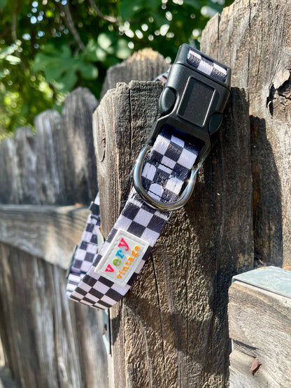 Black & Cream Checkered Eco-Friendly Dog Collar