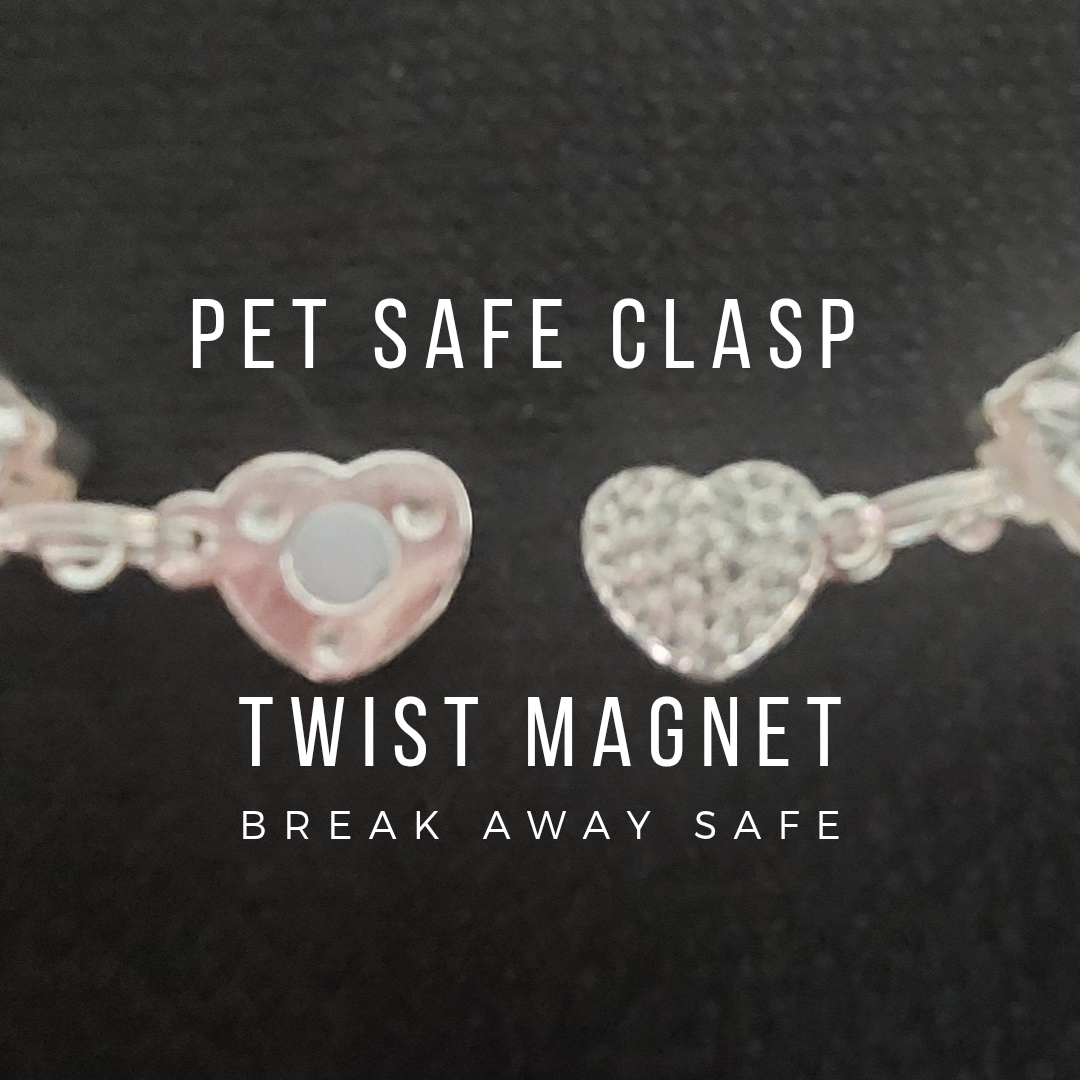 Crystal Heart Pet Necklace With Magnetic Breakaway - Lilac