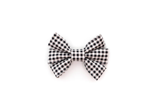 Black Mini Gingham Girly Dog Bow