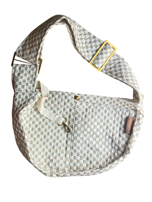 Pet Sling Carrier: White and Tan